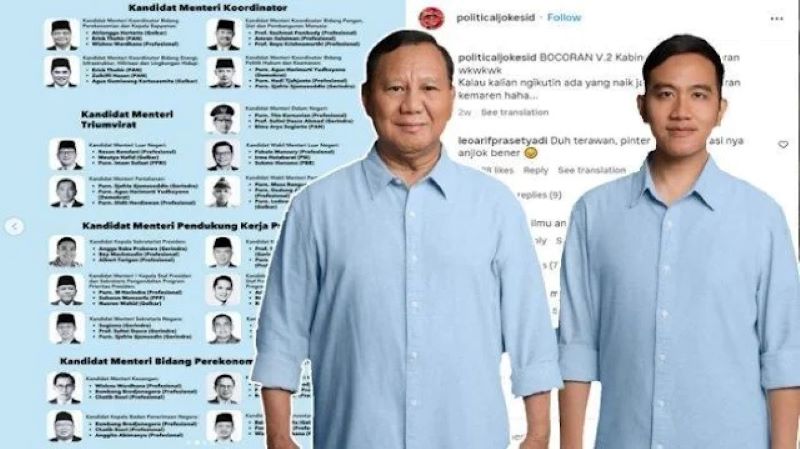 Bocoran Daftar Menteri & Wakil di Kabinet Prabowo-Gibran
